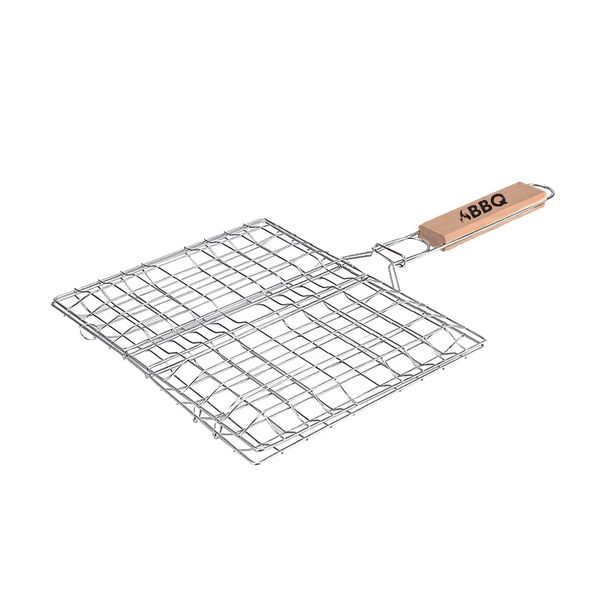 BBQ Grill Stainless Steel with Wooden Handle for Braai