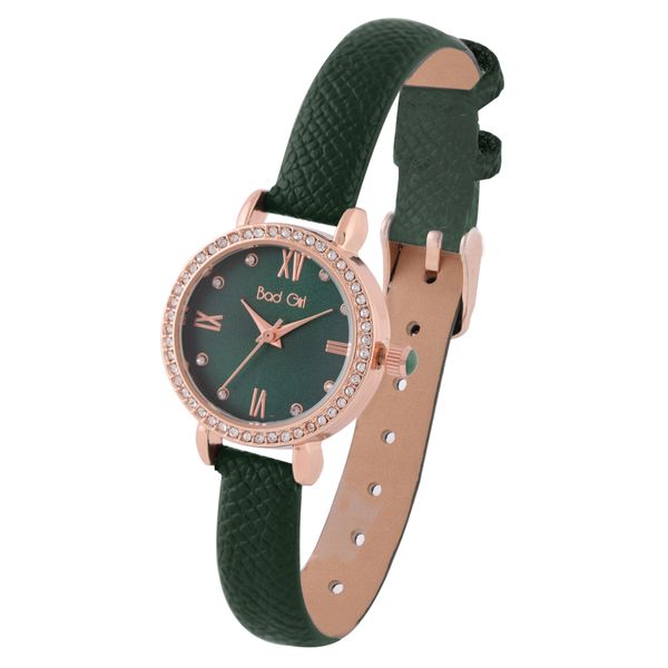 Bad Girl Emerald Stones PU Watch - Green &amp; Rosegold
