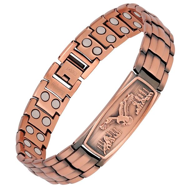Men's Magnetic Bracelet 99.99% Copper, Magnetic Therapy Jewelry with Eagle