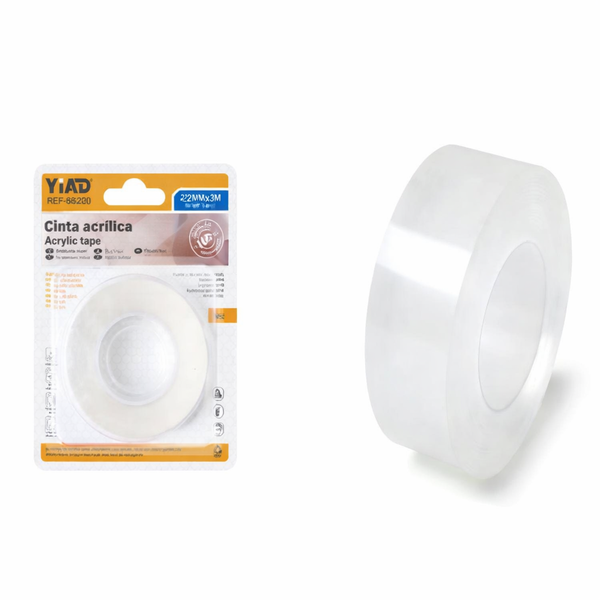 YIAD 58208 22mm x 3m Heavy-Duty Clear Acrylic Mounting Tape