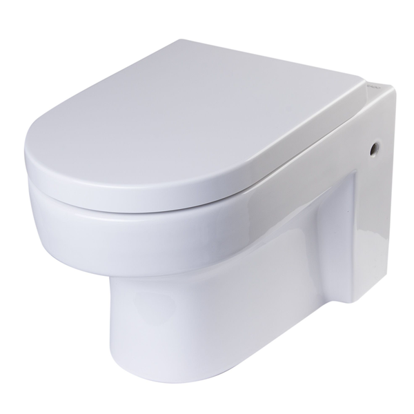 EAGO WD101 Wall Mount Dual Flush Modern White Ceramic Toilet Bowl