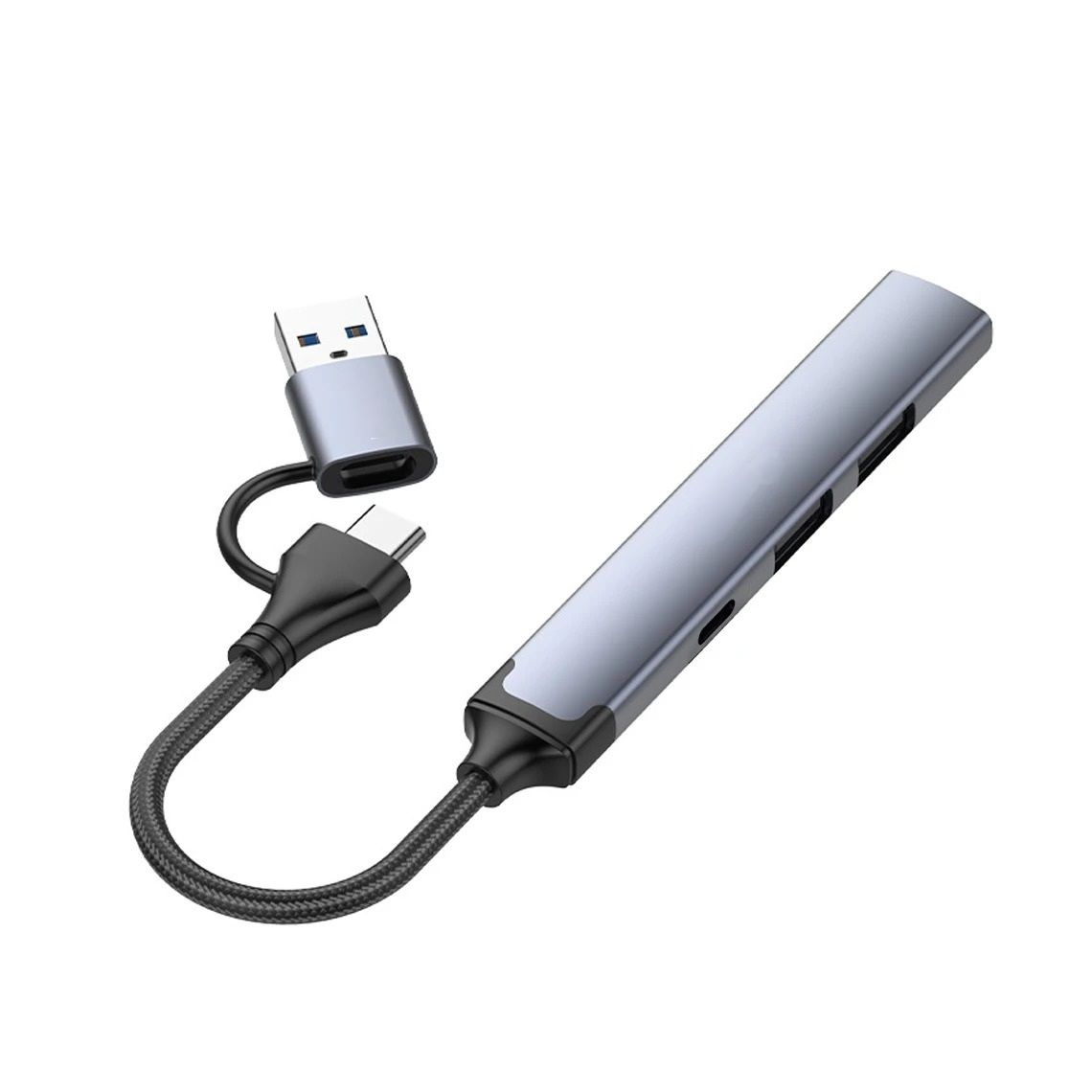 4-In-1 USB+Type-C To USB Hub Adapter Up To 5Gbps Speed Aluminum Alloy DS64C
