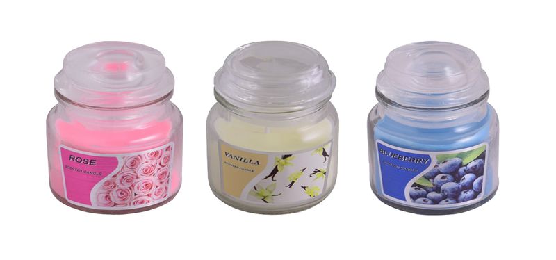 3 x Glass Candles - Rose, Vanilla, Blueberry (6cm x8cm)