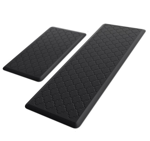 Set of 2 Ergonomics Rectangular Anti fatigue Black Cushioned Mat