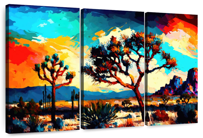 Canvas Art - Desert Tree 3 Piece Abstract Painting Canvas Wall Art Decor