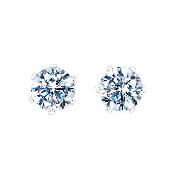 Leah - Silver Stainless Steel 5mm Crystal Stud Earrings