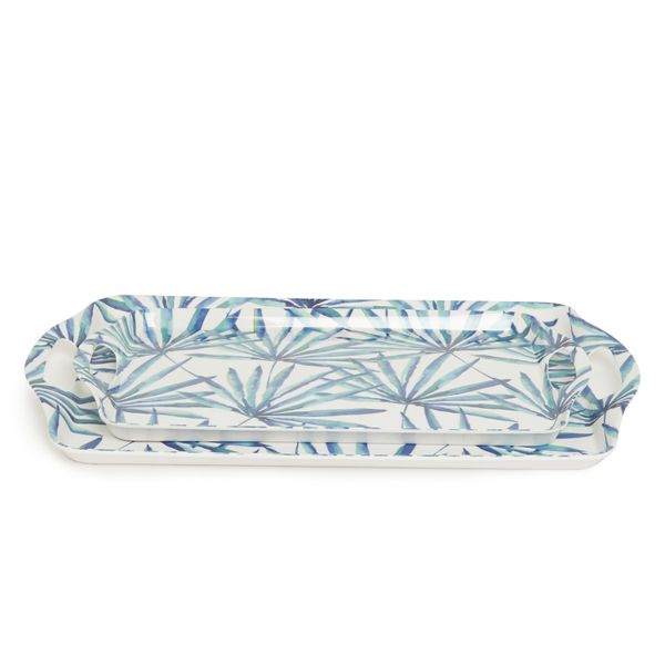 George &amp; Mason - Melamine Light Blue Fern Serving Tray - Set of 2