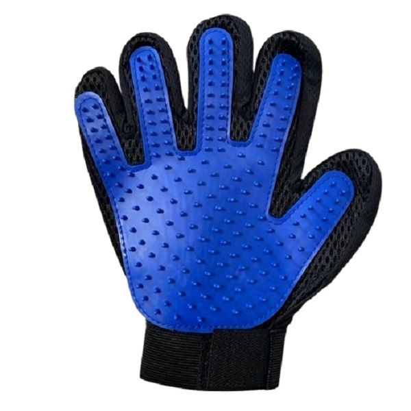 Cleaning/Massage Brush Glove For Pets- Blue