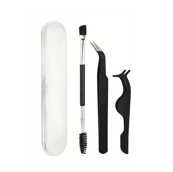 3 Pieces Eyelash Extension Beauty Tools, Including Storage Box-Black