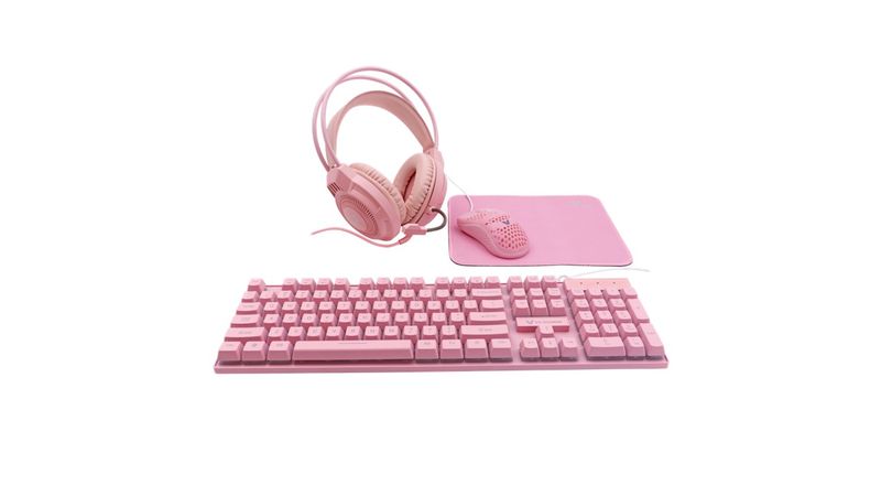 VX Gaming Freya 4-in-1 RGB Gaming Keyboard &amp; Mouse Combo with Headset (Pnk)