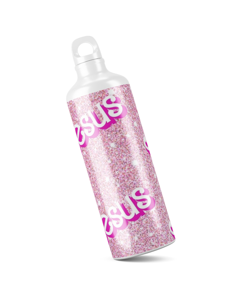 Katz Designs - Metal Water Bottle - Jesus Pink Glitter