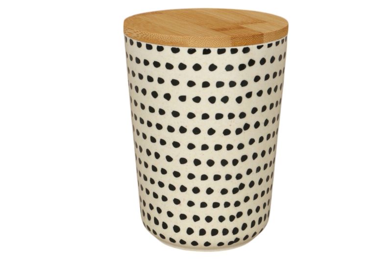 George &amp; Mason - Bamboo Fibre Round Black Spot Canister - 14.5cm
