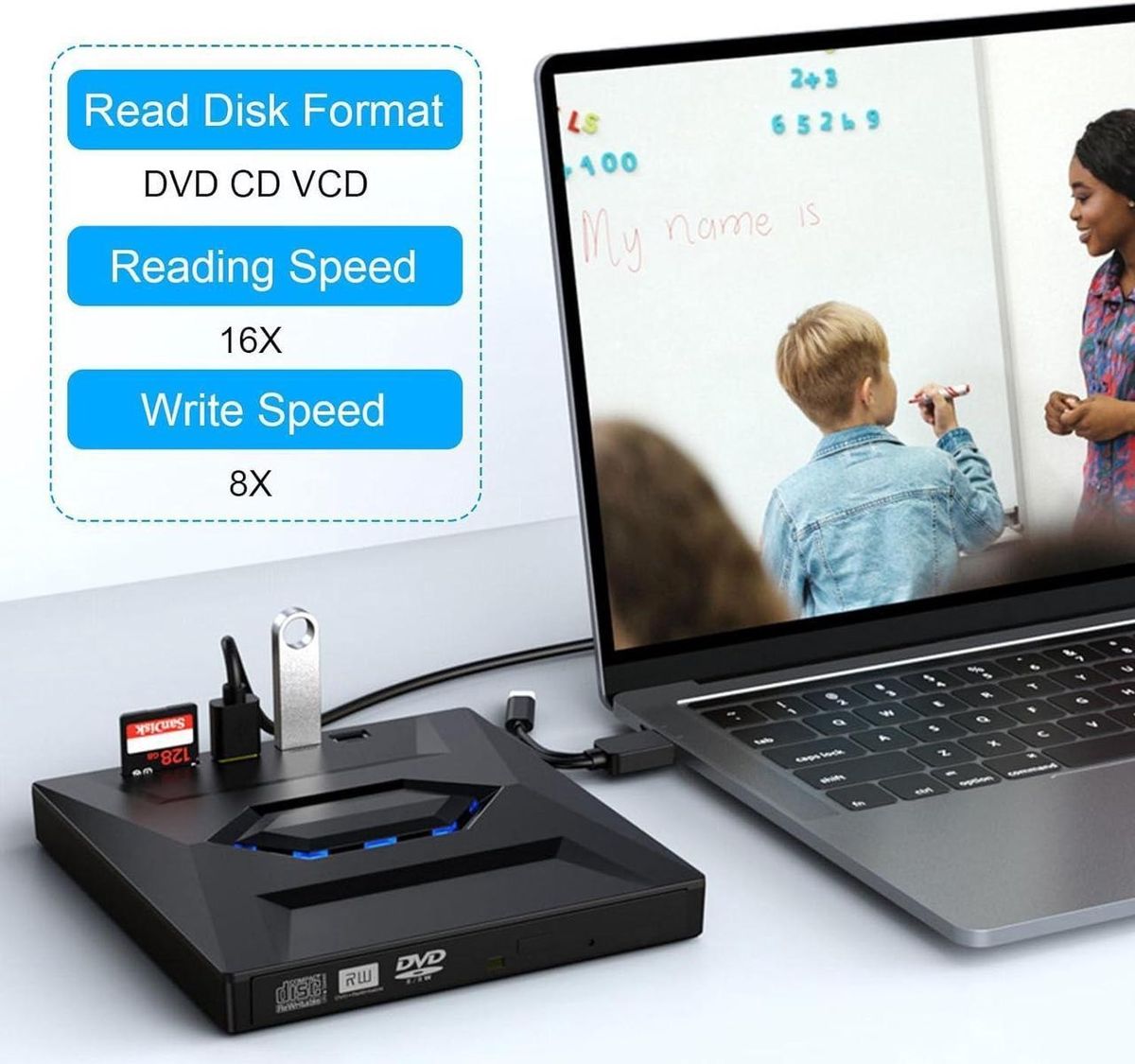 5 in 1 USB 3.0 + Type-C External CD/DVD Drive for Laptop PB | Shop