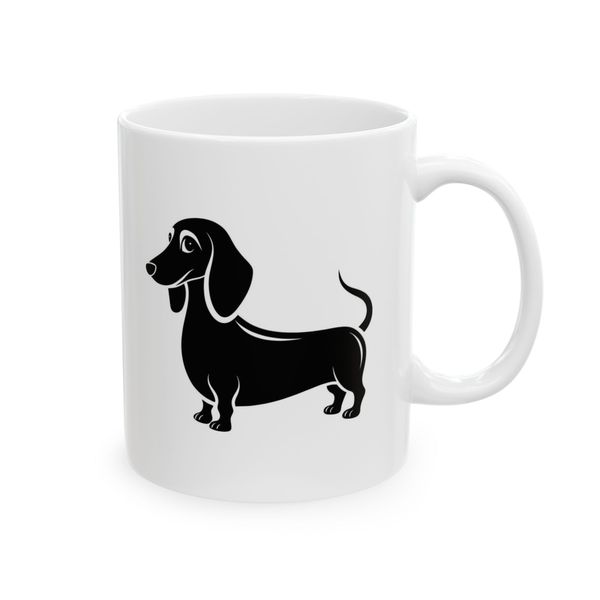 Dachshund Coffee Mug - Black Silhouette Side Illustration