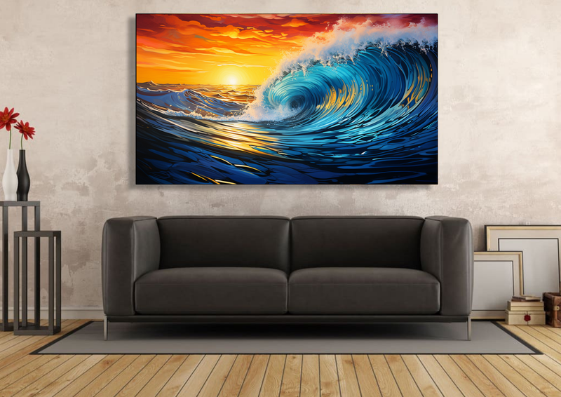 Canvas Wall Art - Sunset Over the Ocean - HC0962