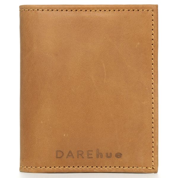 DAREhue - Slim Leather Bifold Card Holder - Tan Brown