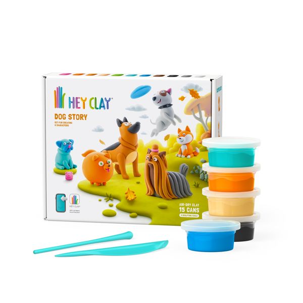 Hey Clay: Modelling Air-Dry Clay w Fun Interactive App - Dog Story, 15 cans