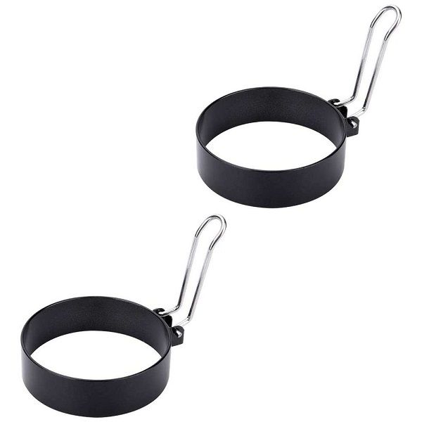 Stainless Steel Round Egg Ring Mold with Handle Set Of 2