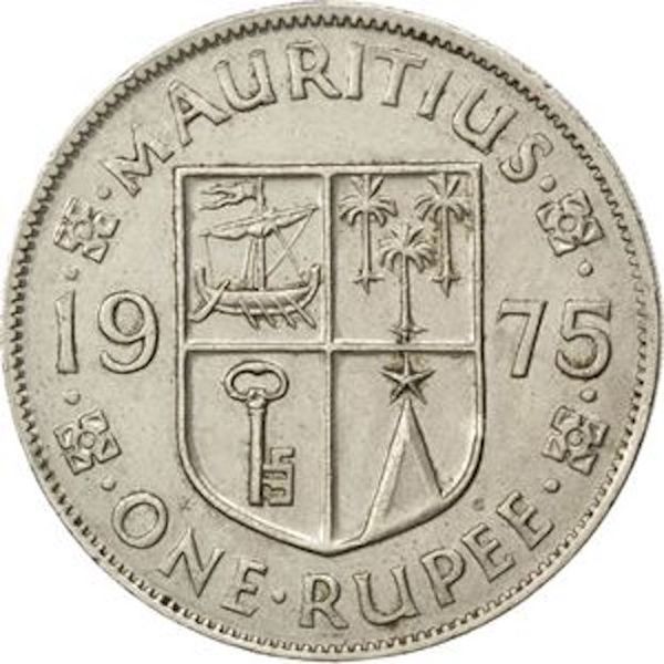 1975 Mauritius 1 Rupee Elizabeth II 1st portrait