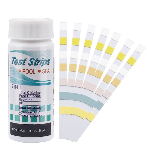 NEPZ 7-in-1 Pool Water Test Strips - 50pcs, pH &amp; Chemical Levels