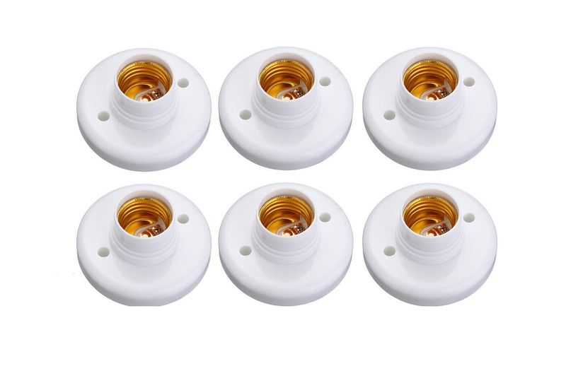 6Pcs E27 Light Bulb Holder Base Fitting Screw Cap Socket Set