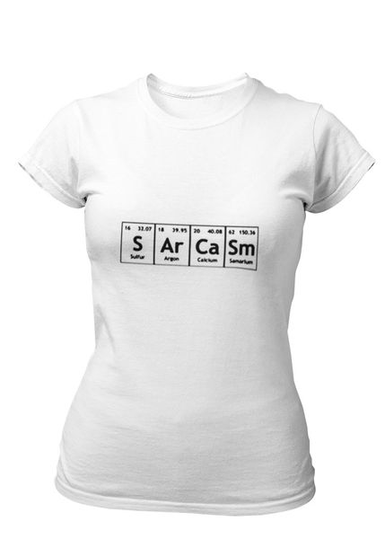 PepperSt Ladies White T-Shirt - SArCaSm Periodic Table