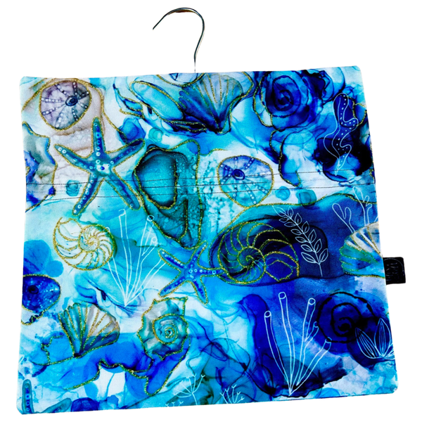 Washing Pegs Bag - Blue with Shells &amp; Sea Star