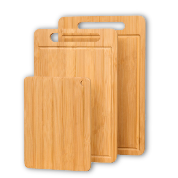 3-Piece Bamboo Cutting Board Set Wooden Durable Chopping Boards Food Prep