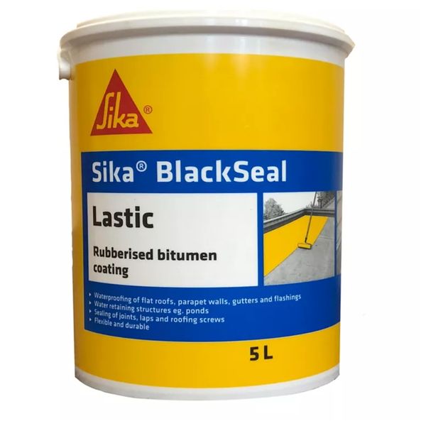 Sika - BlackSeal Lastic - Rubberised Bituminous Waterproofing Coating - 5L