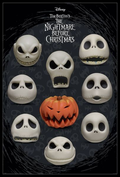 Nightmare Before Christmas - Many Faces Poster with Black Frame