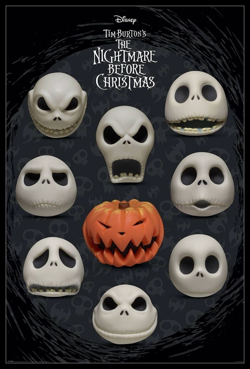 Nightmare Before Christmas Many Faces Poster with Black Frame Shop