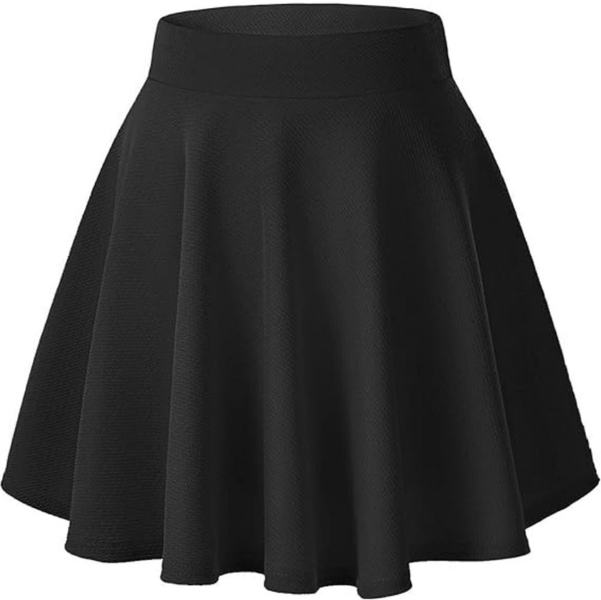 Women's Basic Versatile Stretchy Flared Casual Mini Skater Skirt-Black