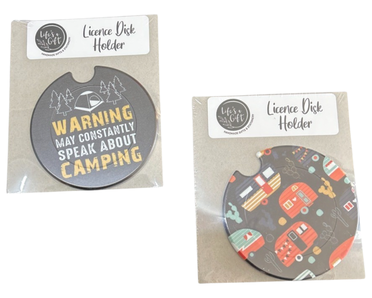 License Disk Holders with Camping Quote &amp; Caravans