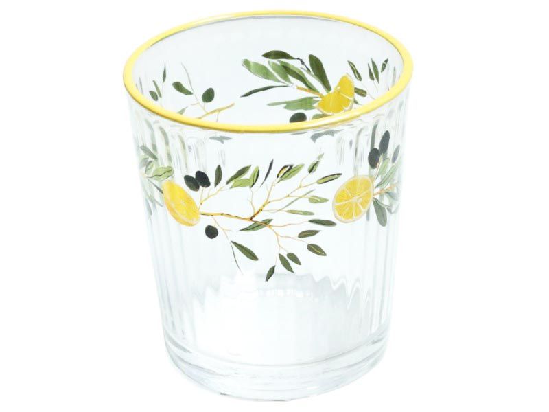 Drinking Glass Set with Half Lemon Theme Print - 360ml - 4 Pack
