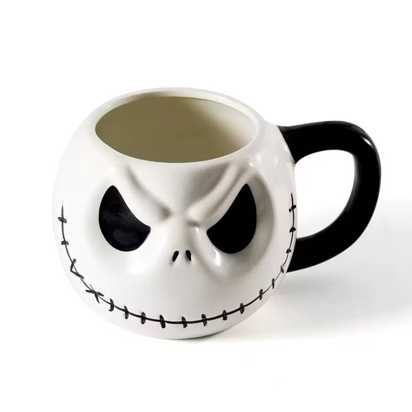 Halloween Gift Idea - 3D White Ceramic Mag Cup with Cute Skull Design