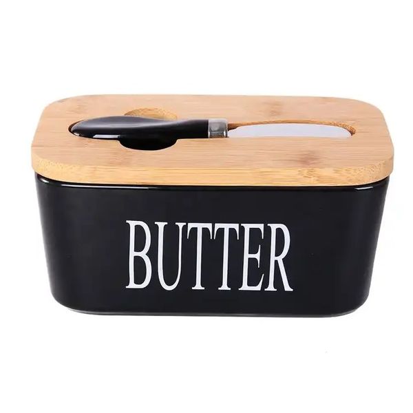 Ceramic Butter Dish With Bamboo Lid- SD