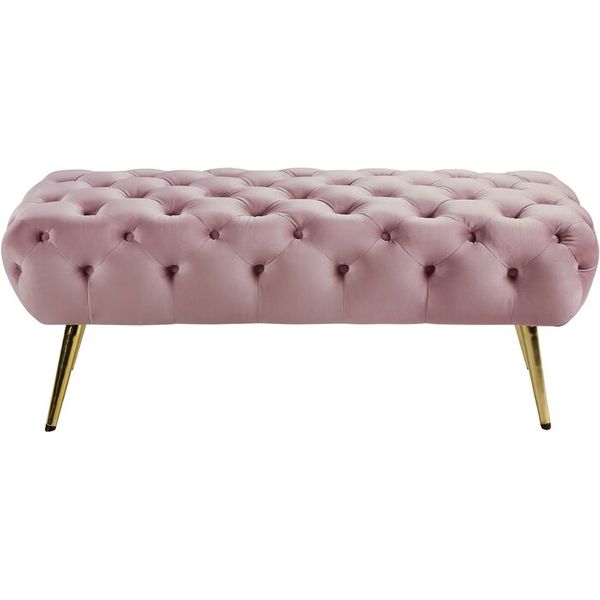 Bowdoin Upholstered Bench In Pink Velvet image