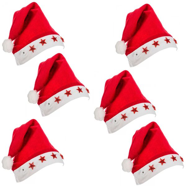 Santa Hats with led Lights set of 6