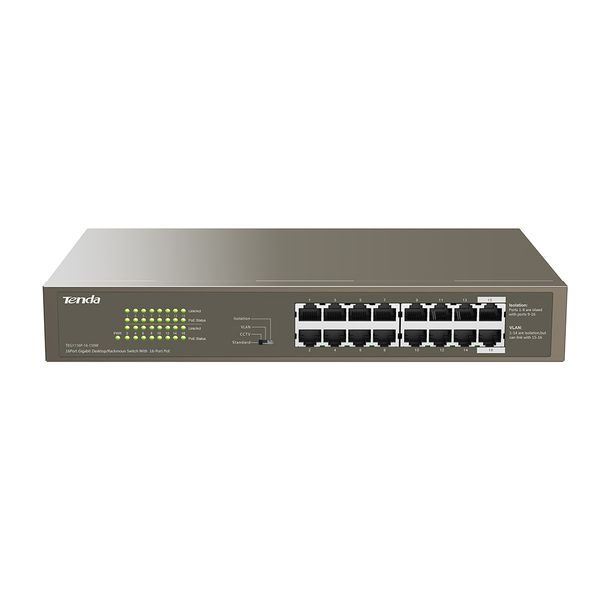 Tenda 16-Port Gigabit Desktop Switch With 16-Port PoE - TEG1116P-16-150W