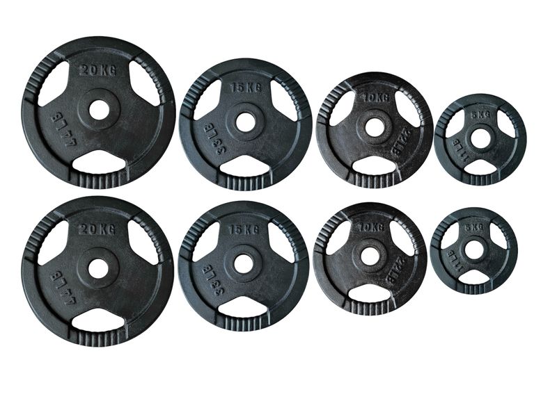 Tri-Grip Cast Iron Weight Plates - Fits Olympic Barbell - Set of 2