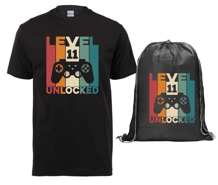 Birthday - Level 11 Kids T-shirt and Drawstring Bag Combo