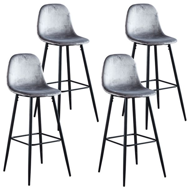 Velvet Bar Stool Counter Height Chair 4 in 1 set Kitchen Dining Chair