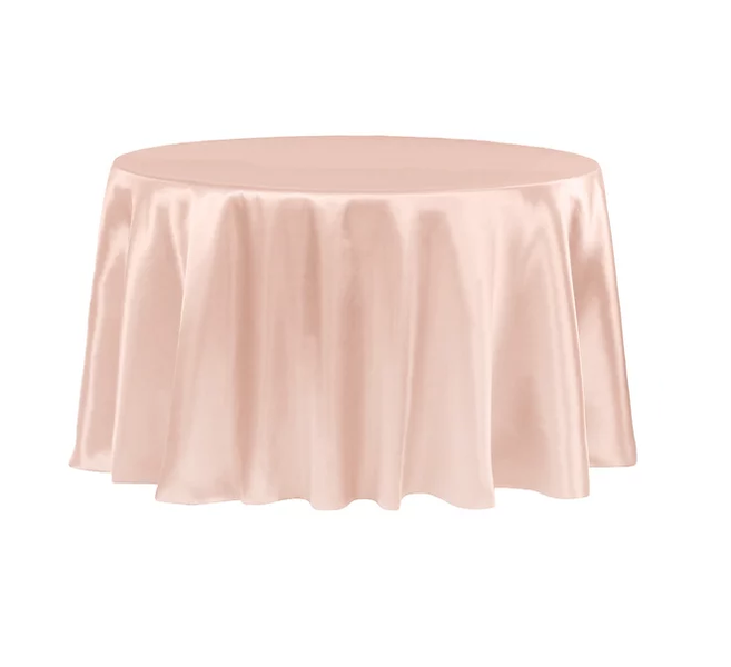 Satin Round Tablecloth 3.4m - Rose Gold