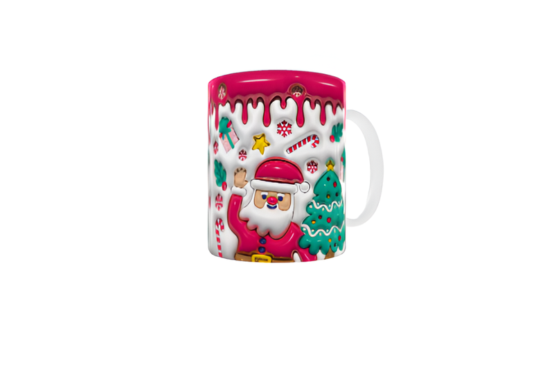 3D Santa &amp; Christmas Tree 325ml Ceramic Coffee Mug - Festive Holiday Gift