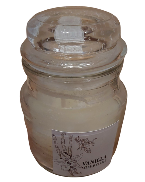 Vanilla Scented Candle in Glass holder with Glass Lid