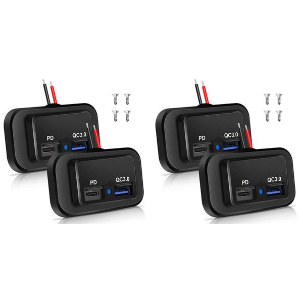 2Pcs 12V/24V Rv Usb Outlet Dual Pd3 0 Type-C (Usb C) &amp; Quick Charge