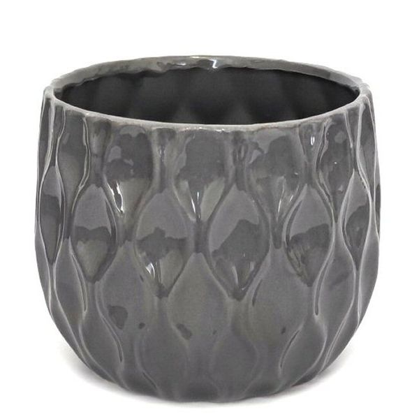 PH Garden - With Scalloped Design Large Pot Cover Dark Grey D18 x H15cm