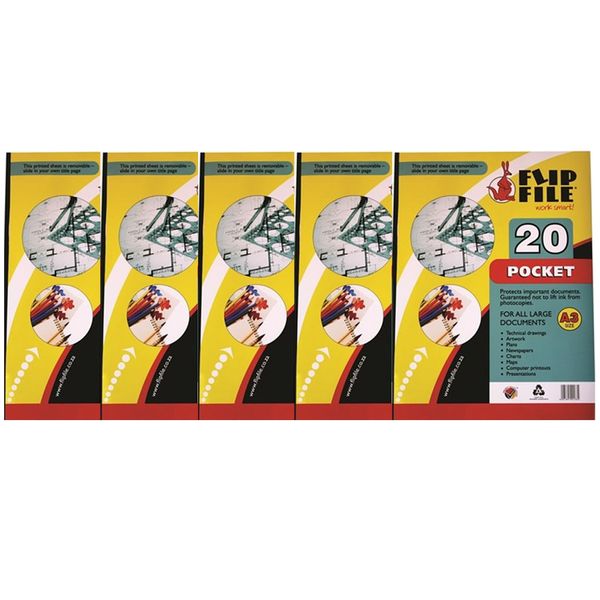 Flip File 20 Pocket Display Book - A3 (Pack of 5)
