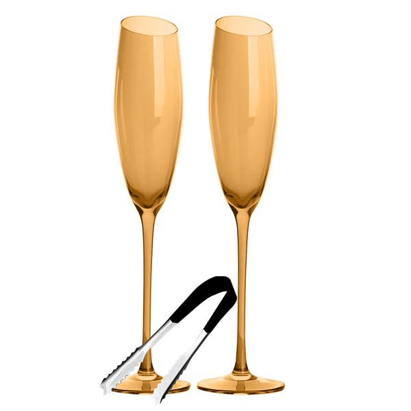 Exquisite Design Hand-Blown Champagne Glasses Set - Set of 3