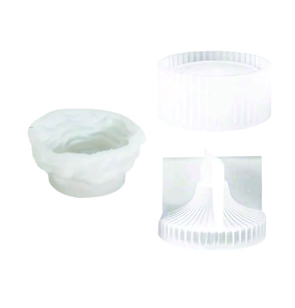 2pcs Striped Candle Storage Cup + 1pc Peony Flower Silicone Mold Set